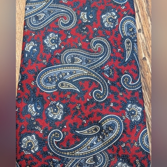 Fratelli tie 100% silk handmade in Italy red/blue paisley - Picture 5 of 6